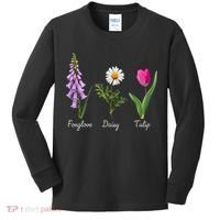 Foxglove Daisy Tulip Floral Kids Long Sleeve Shirt thumb 0