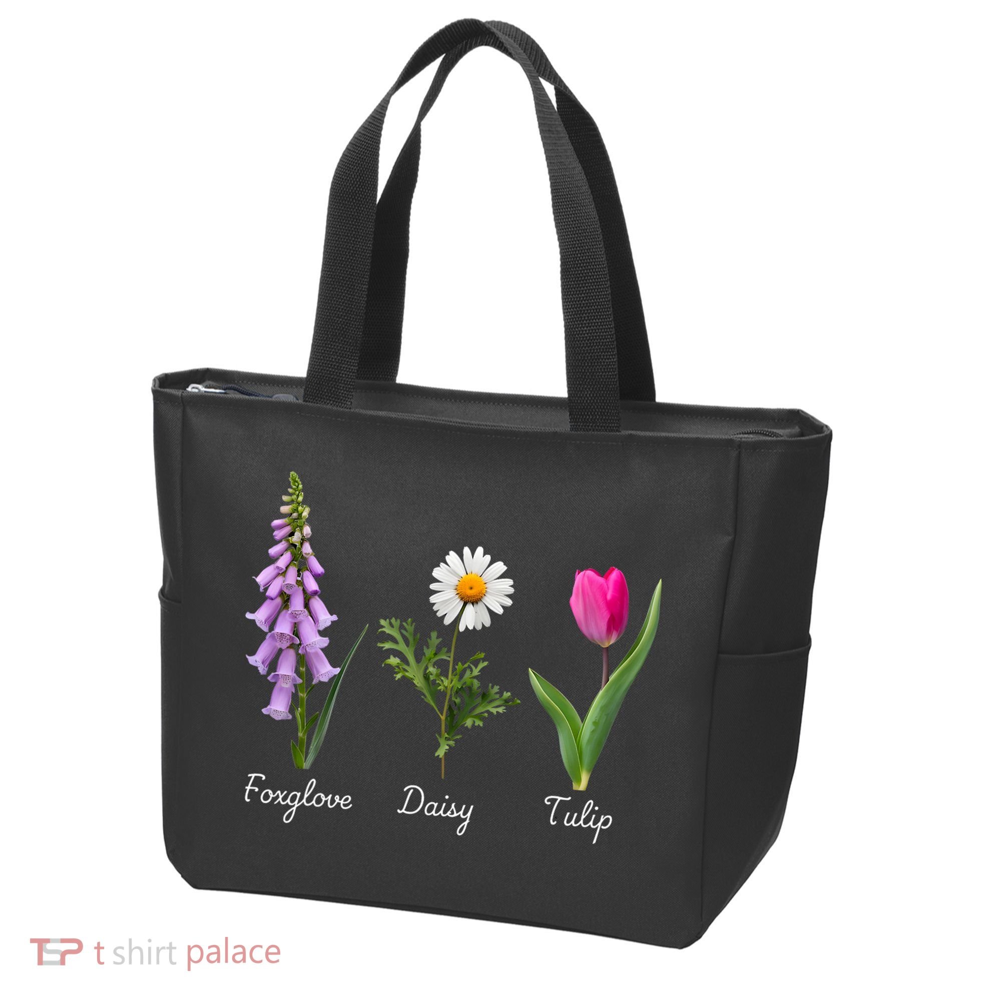 Foxglove Daisy Tulip Floral Tote Bag