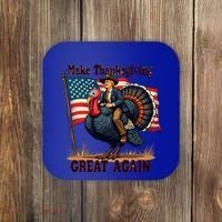 Funny Donald Trump Make Thanksgiving Turkeys Great Again Gift Coaster thumb 0