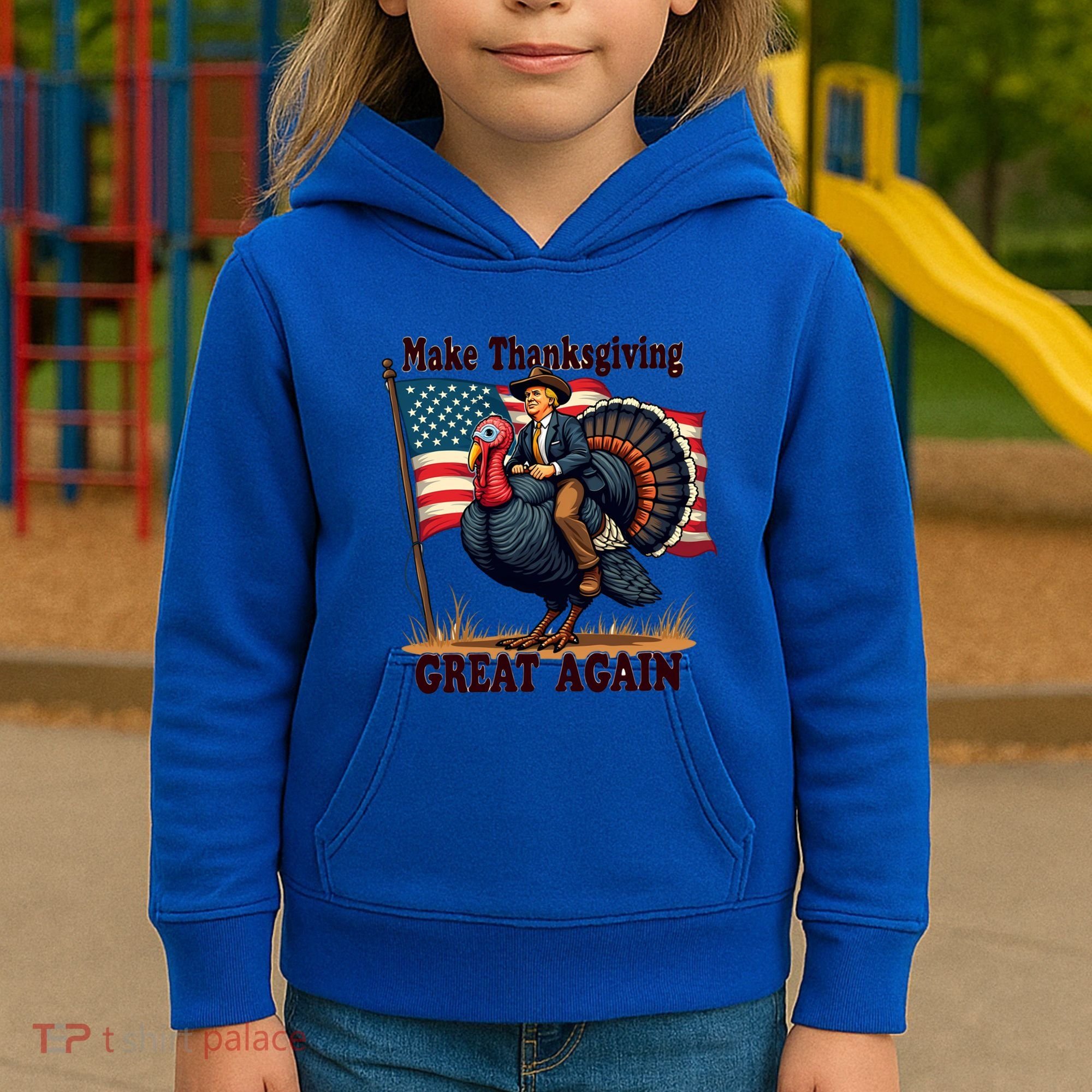 Funny Donald Trump Make Thanksgiving Turkeys Great Again Gift Kids Hoodie