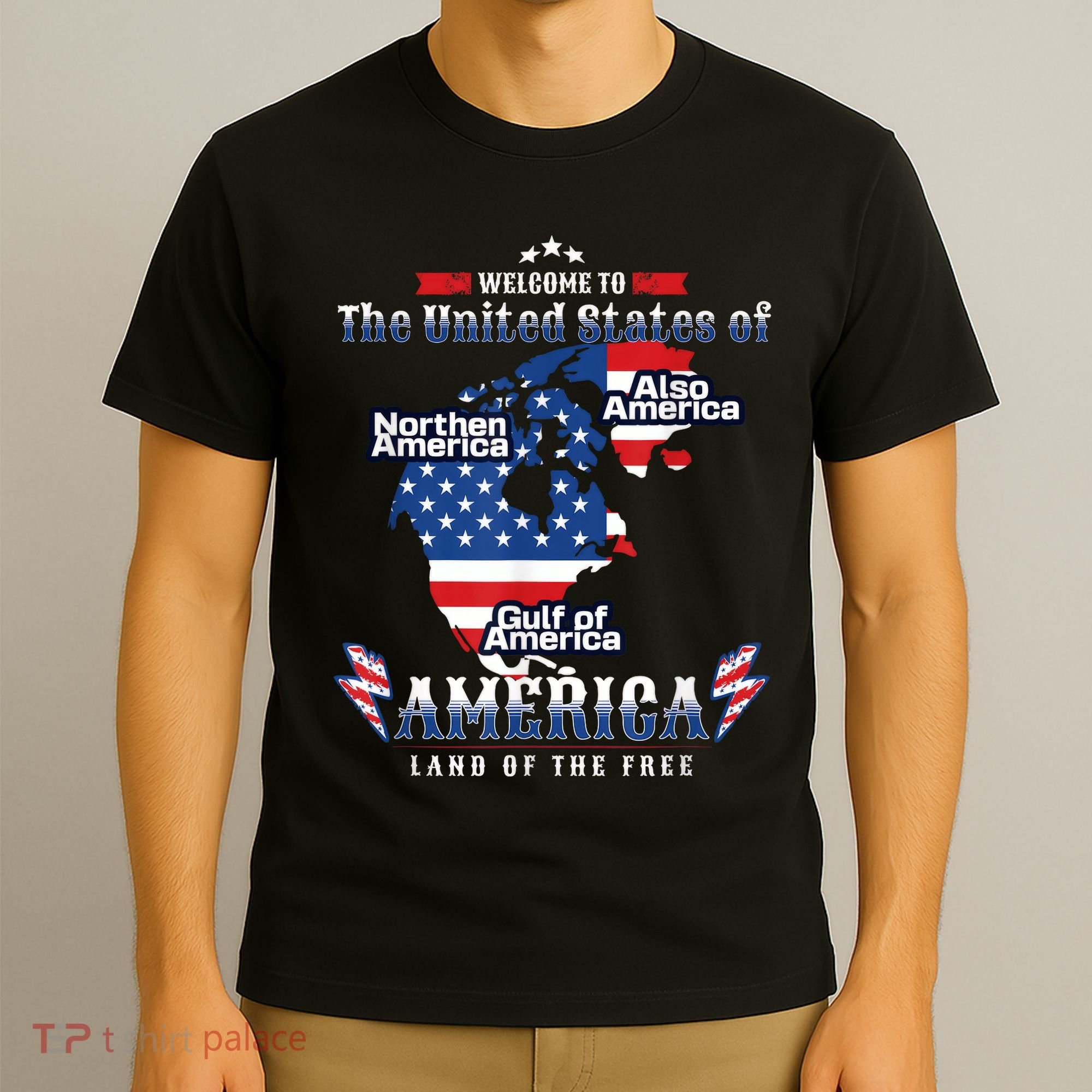 Funny Donald Trump American Flag Canada Greenland Gulf Map T-Shirt