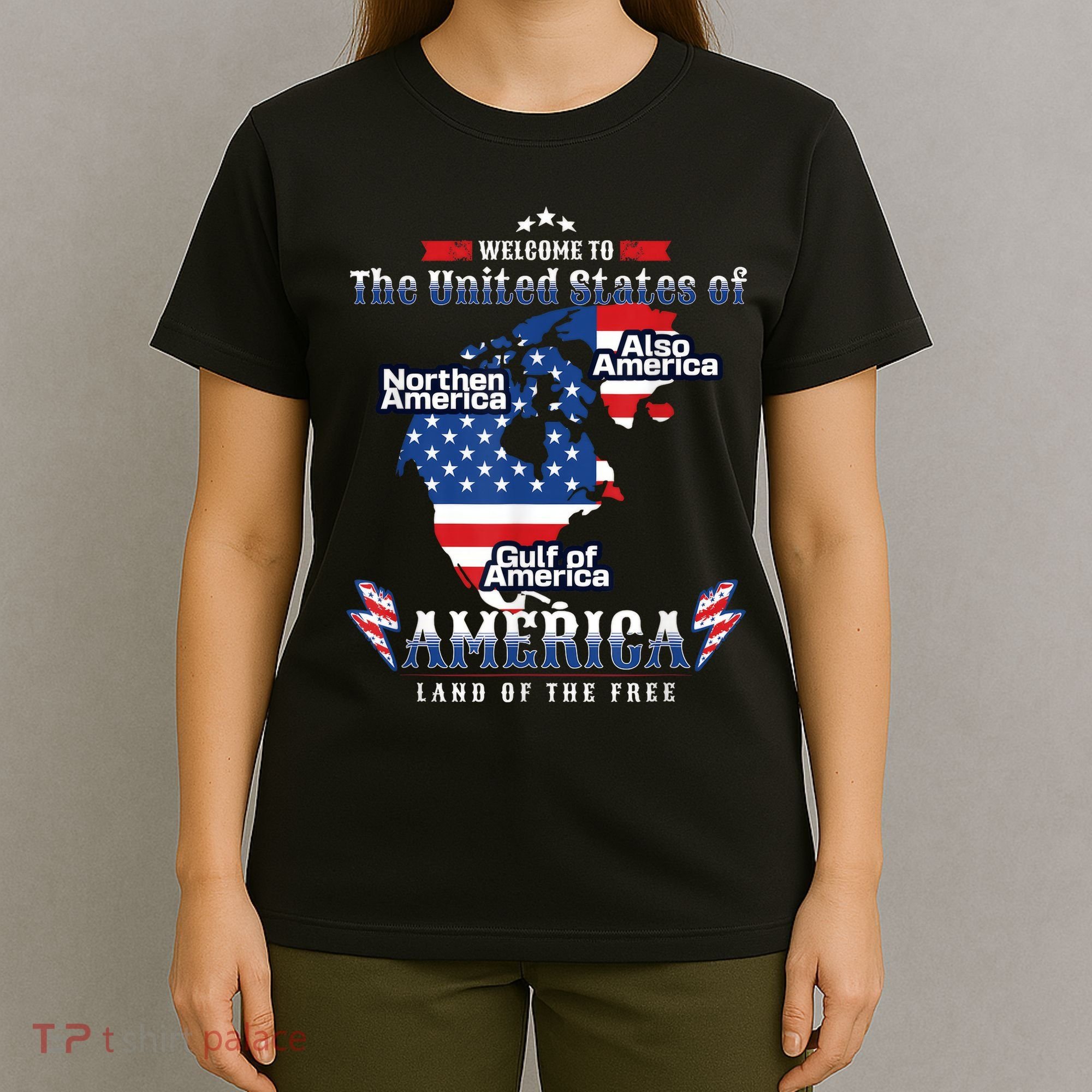 Funny Donald Trump American Flag Canada Greenland Gulf Map T-Shirt