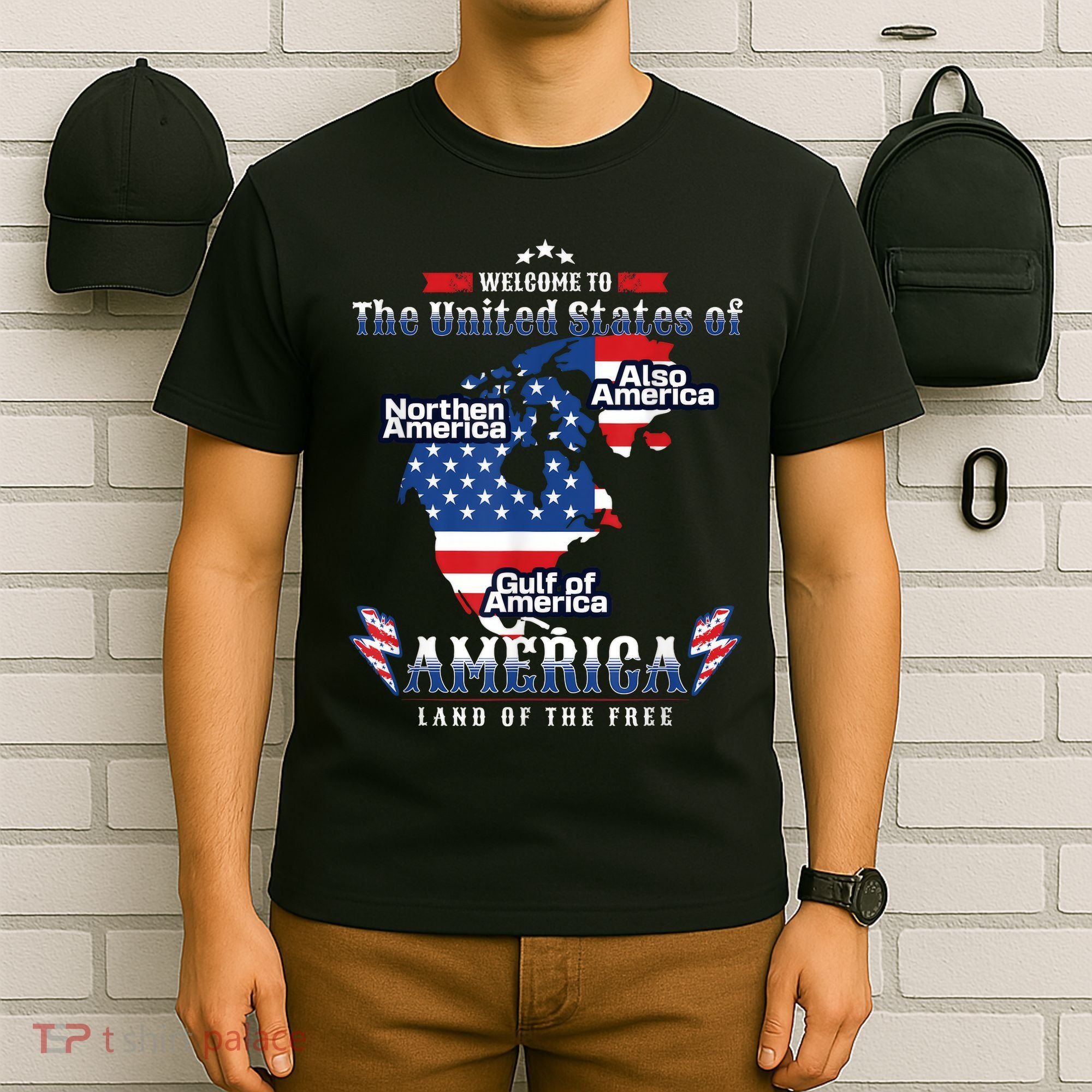 Funny Donald Trump American Flag Canada Greenland Gulf Map T-Shirt