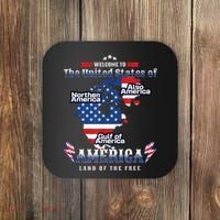 Funny Donald Trump American Flag Canada Greenland Gulf Map Coaster thumb 0