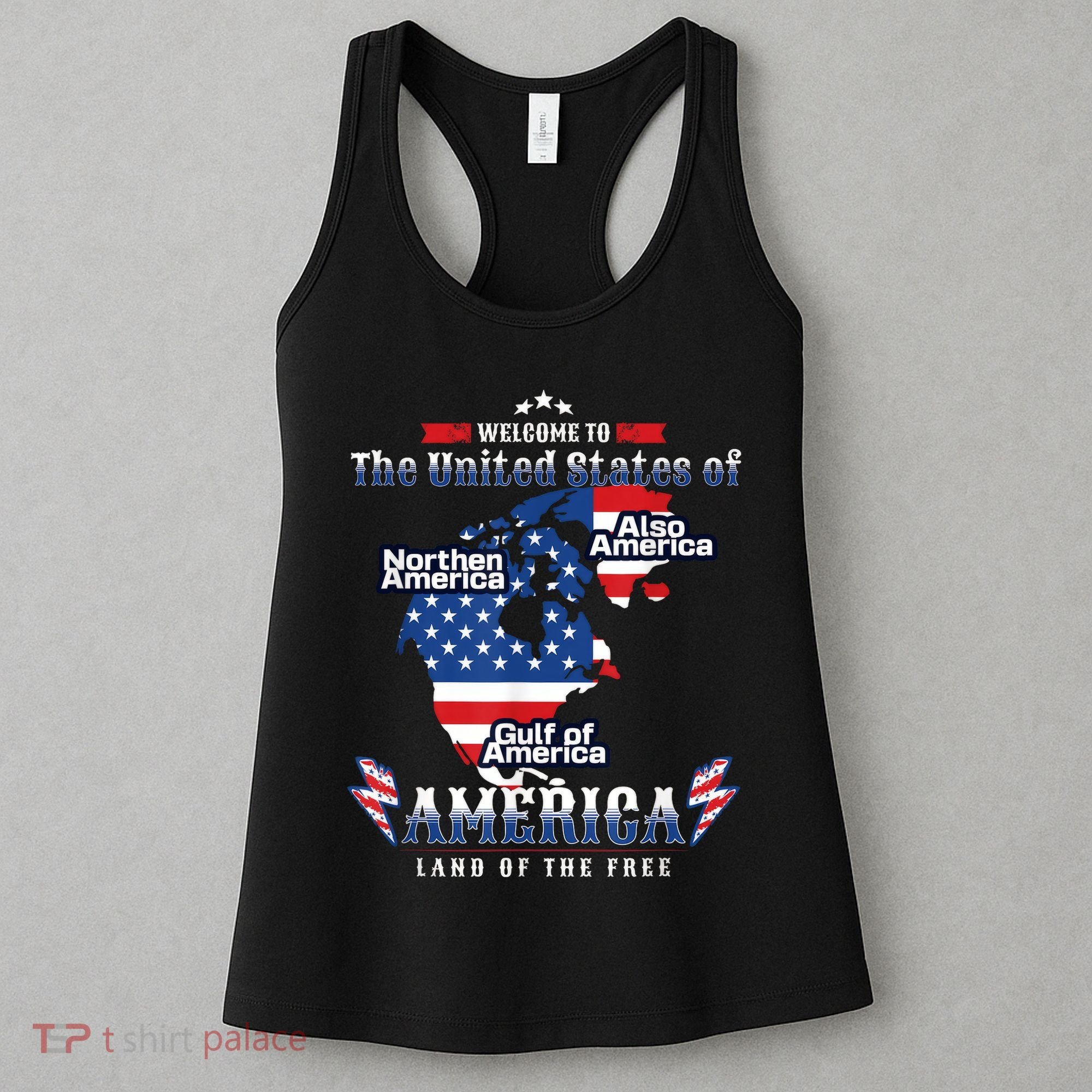 Funny Donald Trump American Flag Canada Greenland Gulf Map Women's Tank Top