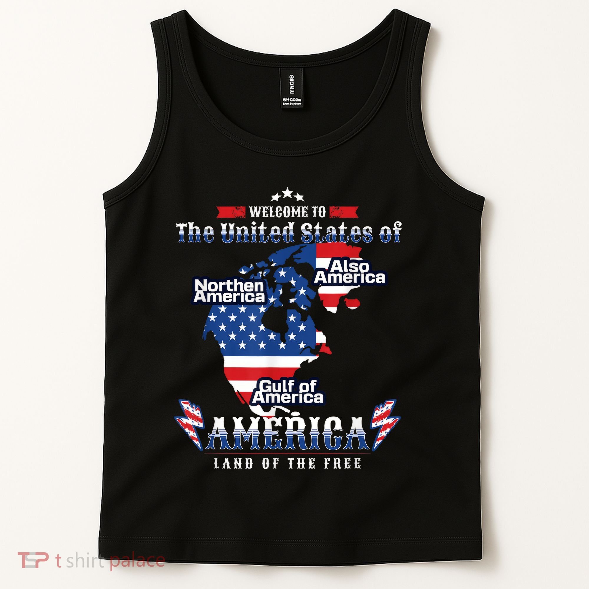 Funny Donald Trump American Flag Canada Greenland Gulf Map Tank Top