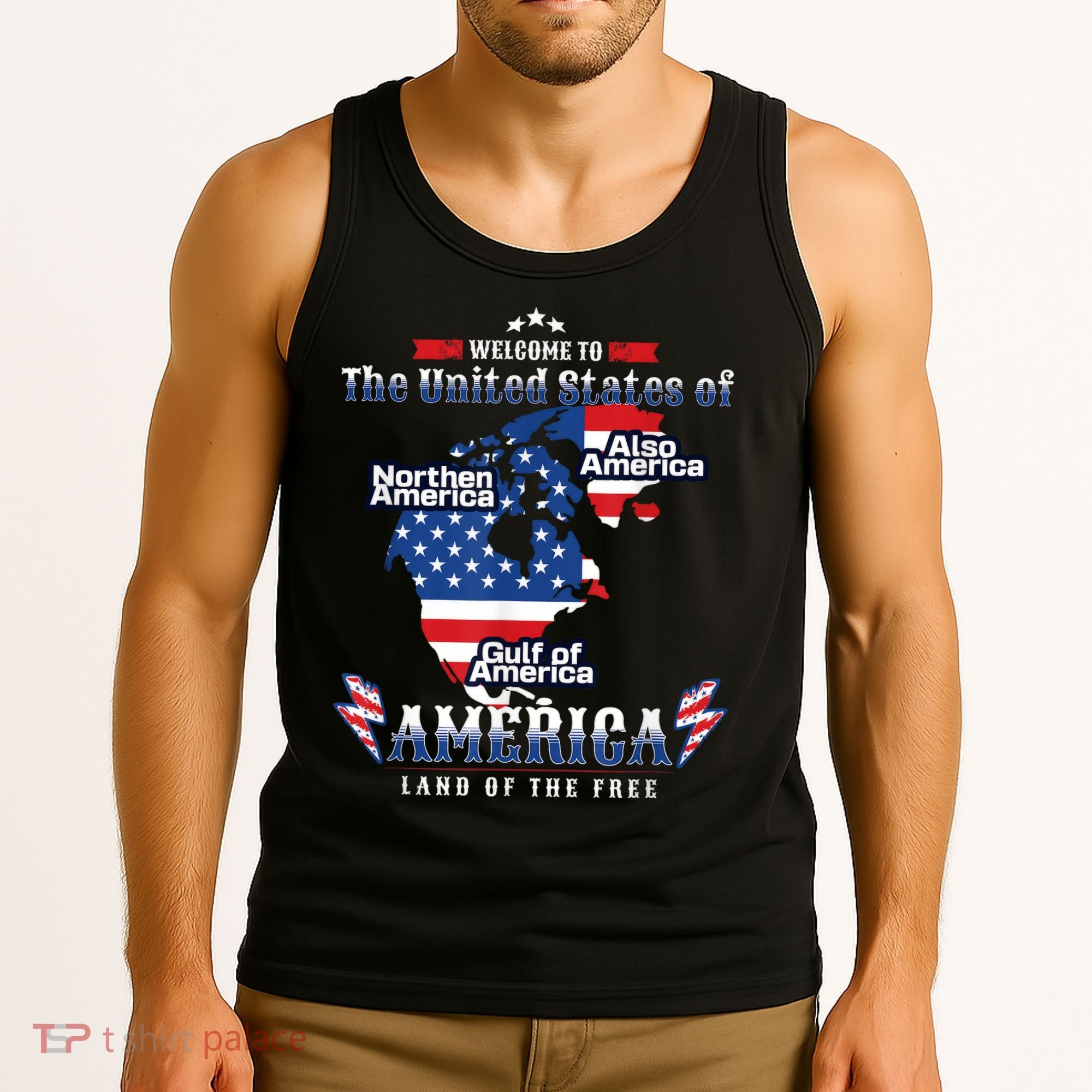 Funny Donald Trump American Flag Canada Greenland Gulf Map Tank Top