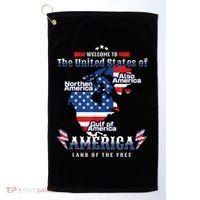 Funny Donald Trump American Flag Canada Greenland Gulf Map Golf Towel thumb 0