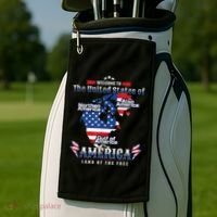 Funny Donald Trump American Flag Canada Greenland Gulf Map Golf Towel thumb 2