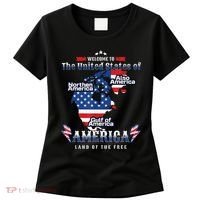 Funny Donald Trump American Flag Canada Greenland Gulf Map Women's T-Shirt thumb 0