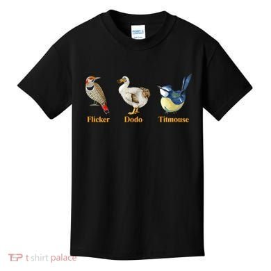 Flicker Dodo Titmouse Funny Bird Clever Birdwatcher Humor  Kids T-Shirt