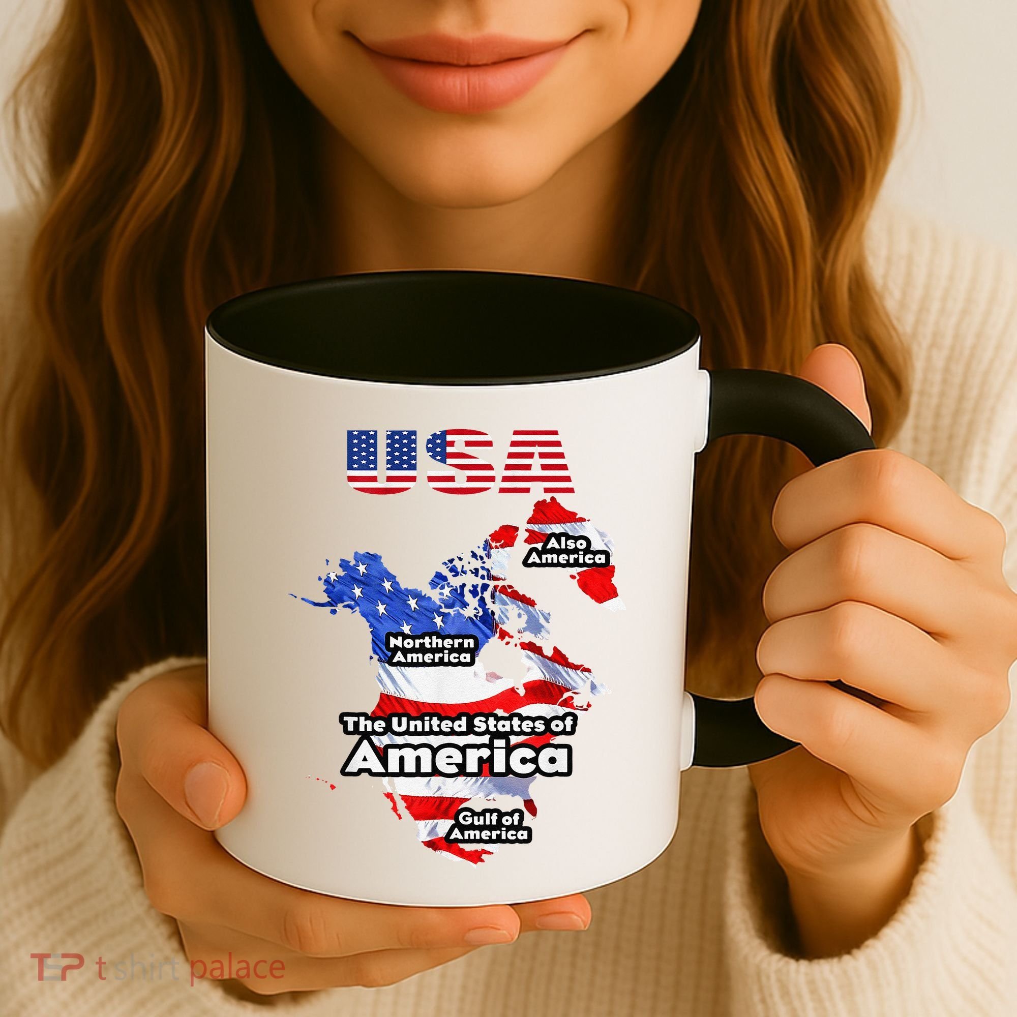 Funny Donald Trump American Flag Canada Greenland Gulf Map Coffee Mug