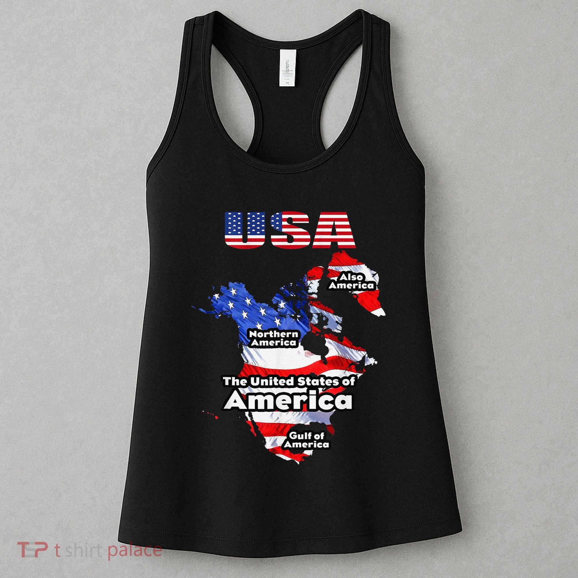 Funny Donald Trump American Flag Canada Greenland Gulf Map Women's Tank Top