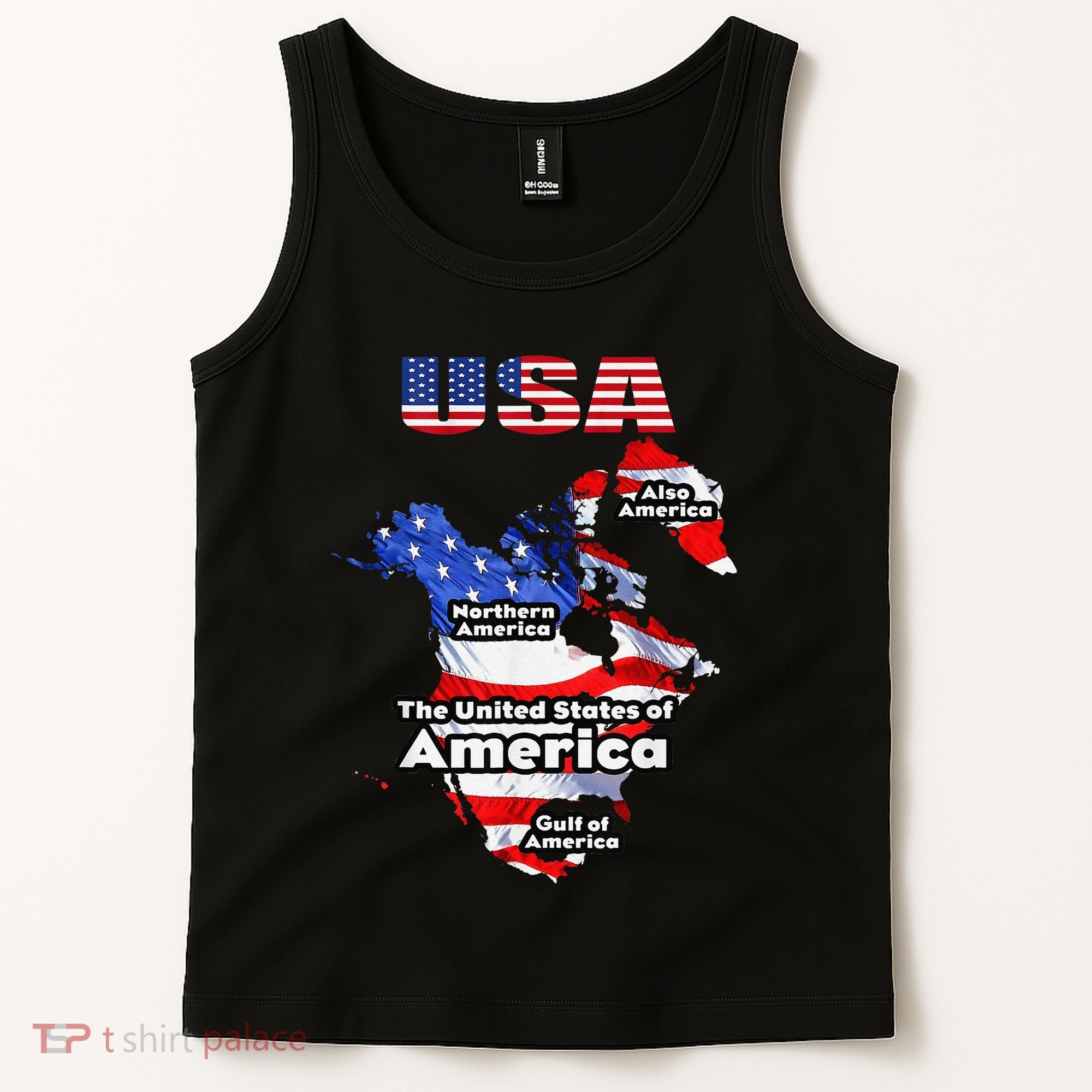Funny Donald Trump American Flag Canada Greenland Gulf Map Tank Top