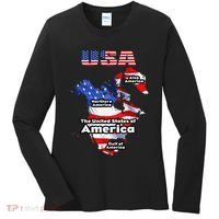 Funny Donald Trump American Flag Canada Greenland Gulf Map Women's Long Sleeve Shirt thumb 0