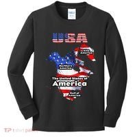 Funny Donald Trump American Flag Canada Greenland Gulf Map Kids Long Sleeve Shirt thumb 0