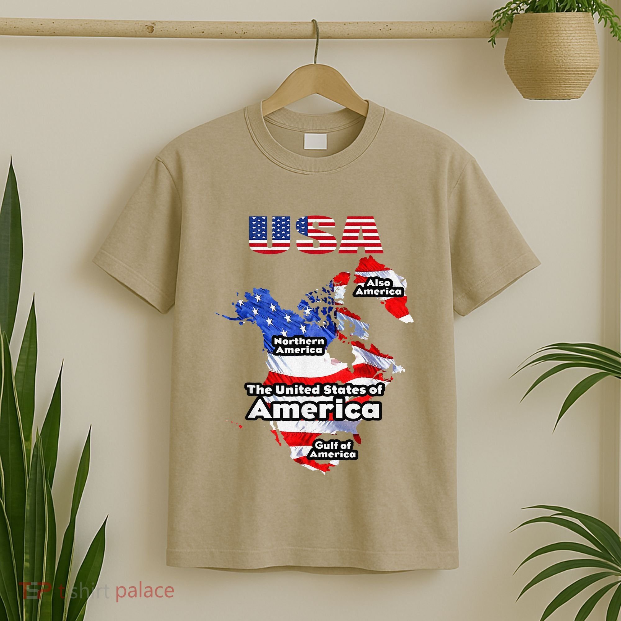 Funny Donald Trump American Flag Canada Greenland Gulf Map T-Shirt