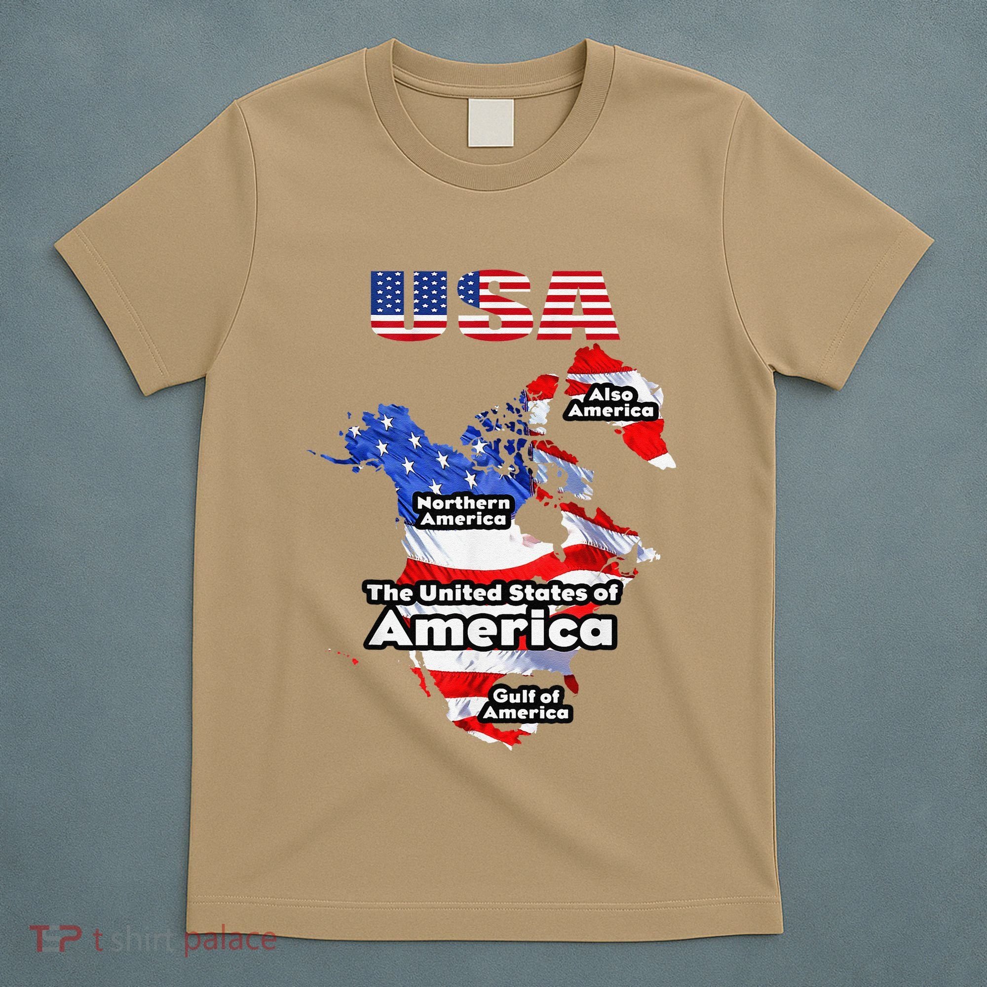 Funny Donald Trump American Flag Canada Greenland Gulf Map T-Shirt