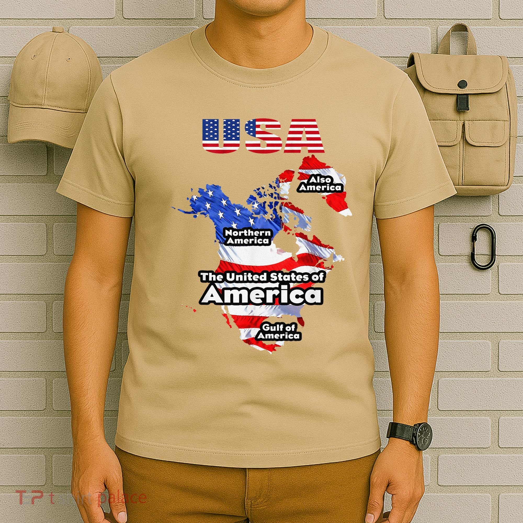 Funny Donald Trump American Flag Canada Greenland Gulf Map T-Shirt
