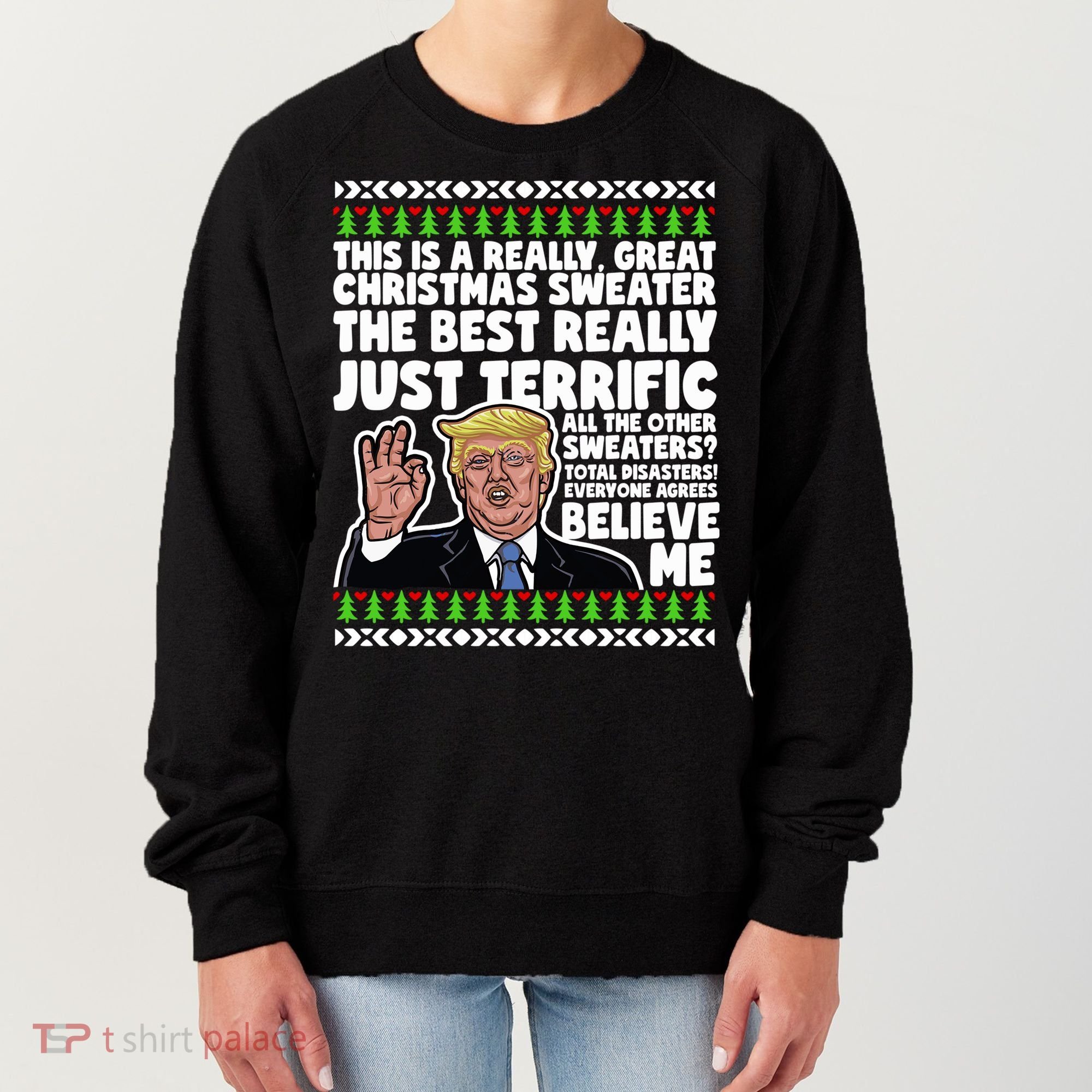 Funny Donald Trump Ugly Christmas Sweater Parody Speech Great Gift Women's Sweatshirt