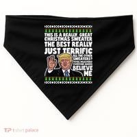 Funny Donald Trump Ugly Christmas Sweater Parody Speech Great Gift USA-Made Doggie Bandana thumb 0