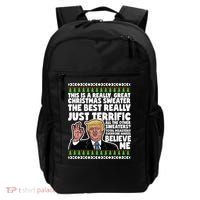 Funny Donald Trump Ugly Christmas Sweater Parody Speech Great Gift Backpack thumb 0