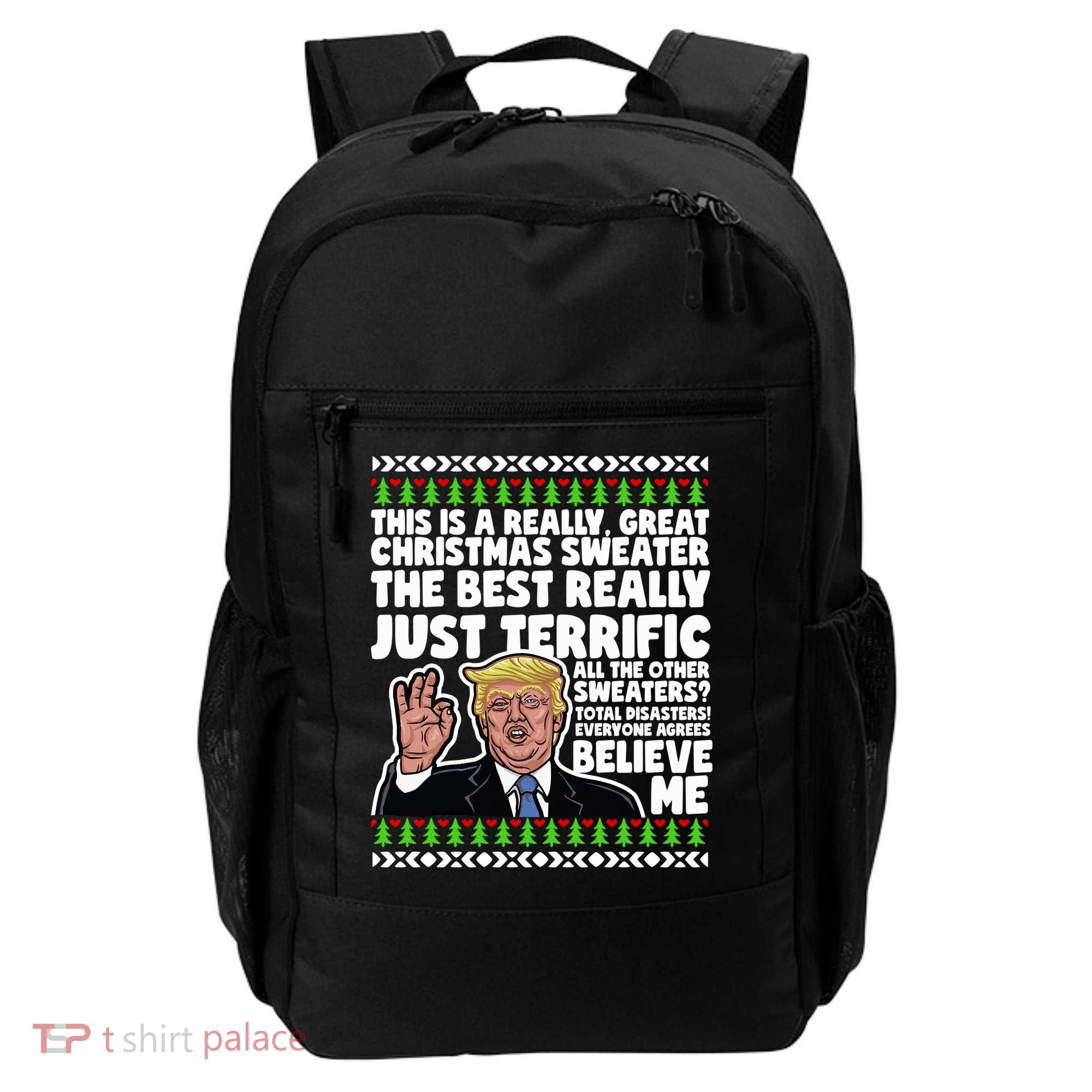 Funny Donald Trump Ugly Christmas Sweater Parody Speech Great Gift Backpack