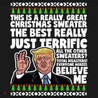Funny Donald Trump Ugly Christmas Sweater Parody Speech Great Gift Bucket Hat thumb 4