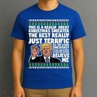 Funny Donald Trump Ugly Christmas Sweater Parody Speech Great Gift T-Shirt thumb 3