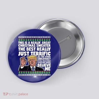 Funny Donald Trump Ugly Christmas Sweater Parody Speech Great Gift Button