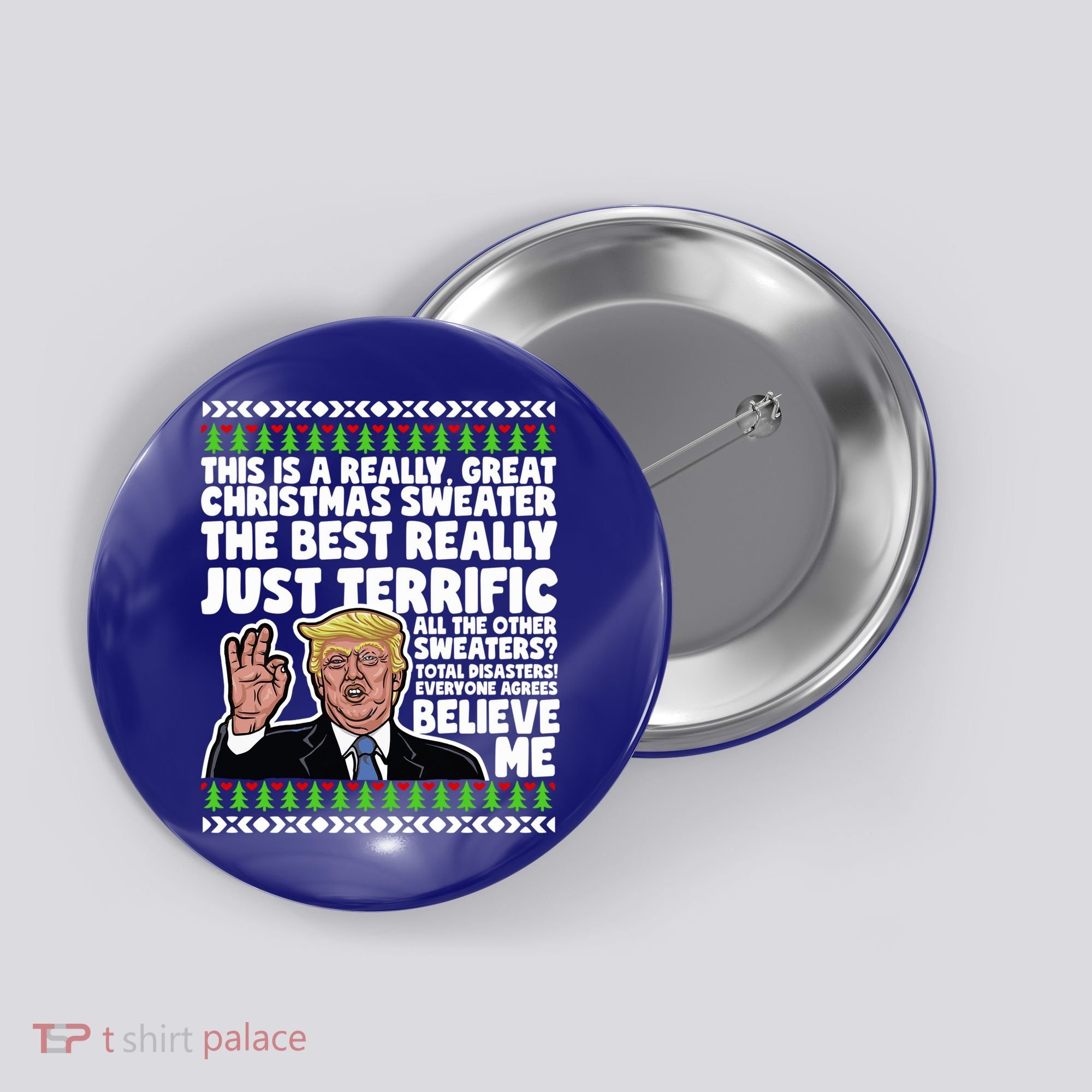 Funny Donald Trump Ugly Christmas Sweater Parody Speech Great Gift Button