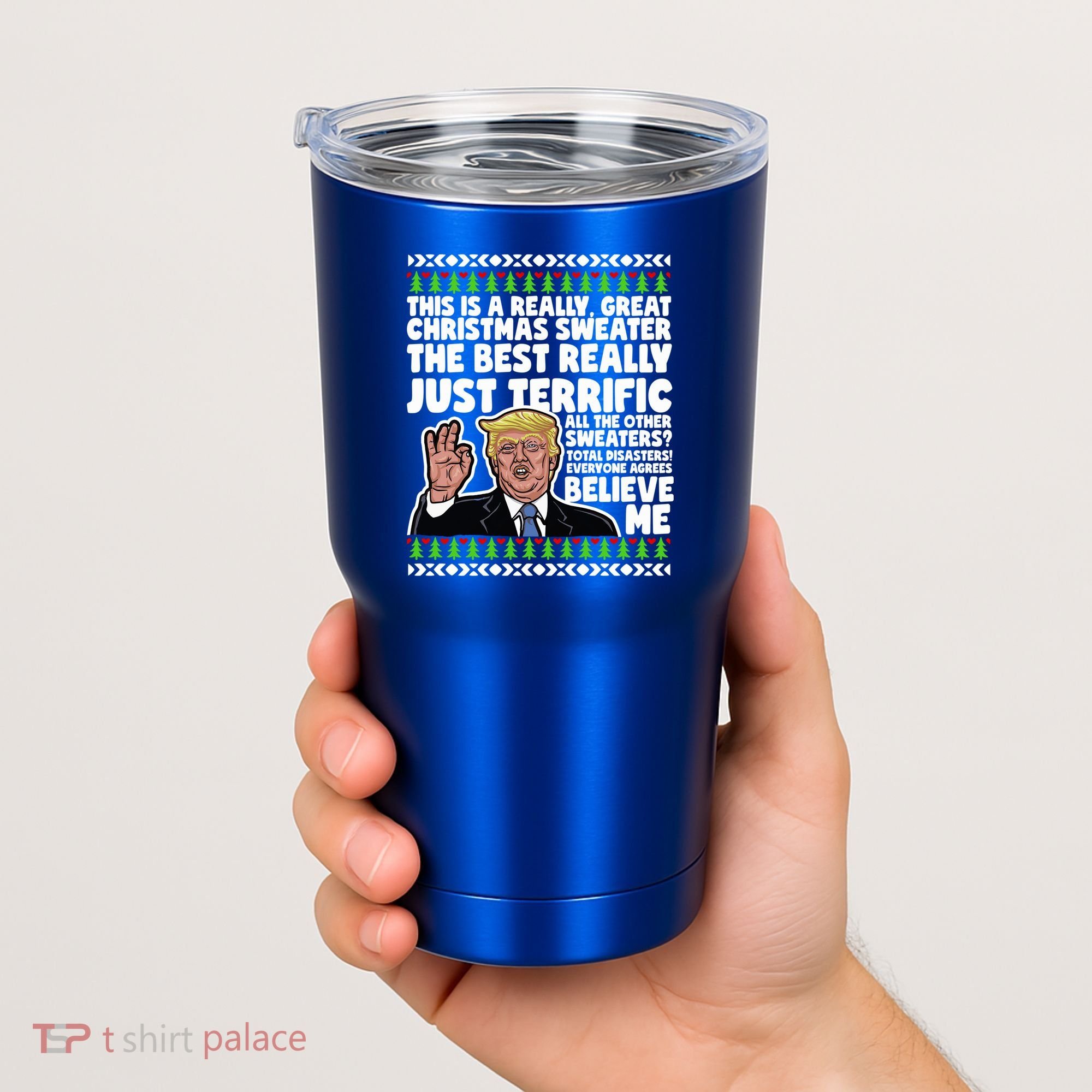Funny Donald Trump Ugly Christmas Sweater Parody Speech Great Gift Tumbler