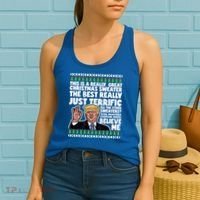 Funny Donald Trump Ugly Christmas Sweater Parody Speech Great Gift Women's Tank Top thumb 2