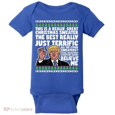 Funny Donald Trump Ugly Christmas Sweater Parody Speech Great Gift Baby Bodysuit
