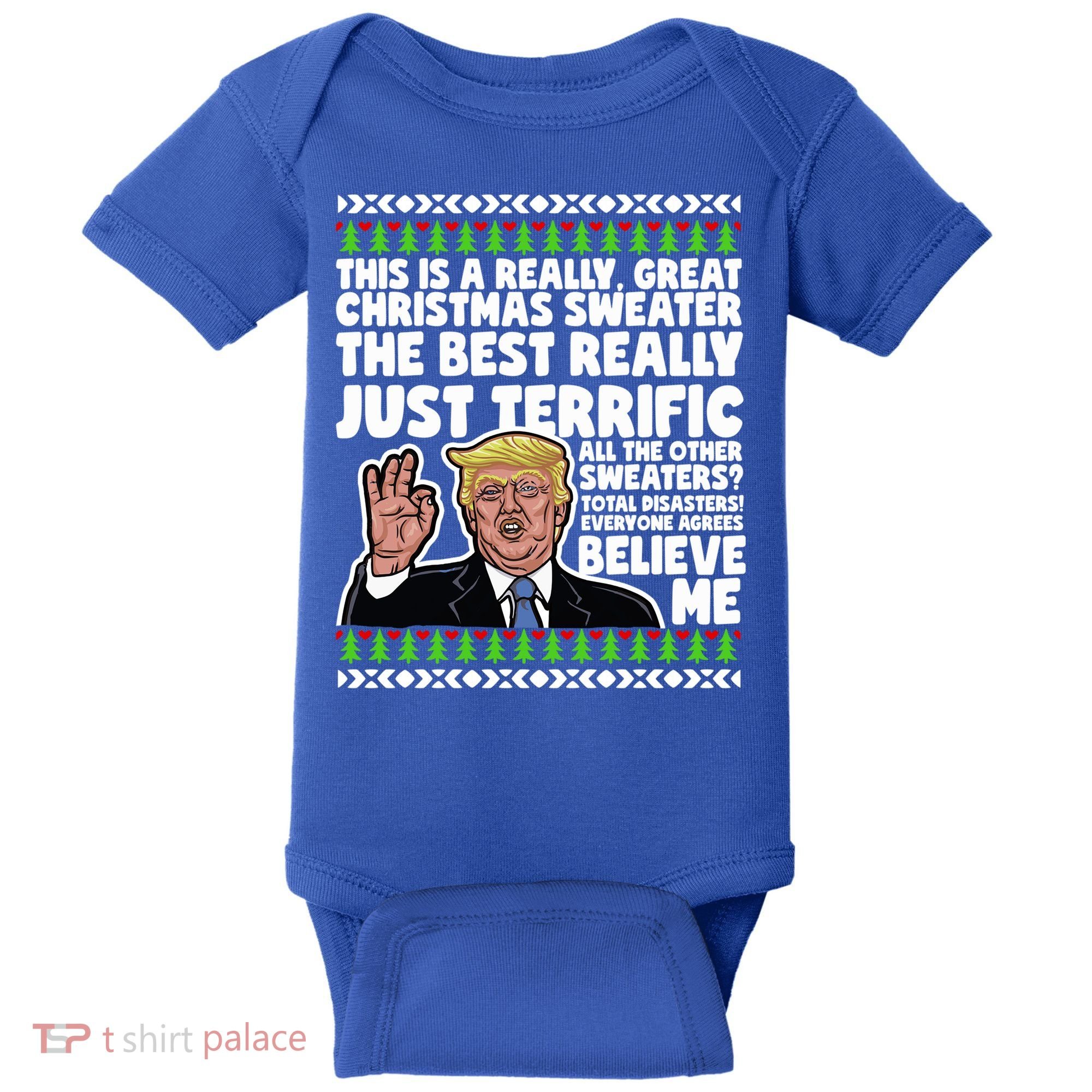 Funny Donald Trump Ugly Christmas Sweater Parody Speech Great Gift Baby Bodysuit