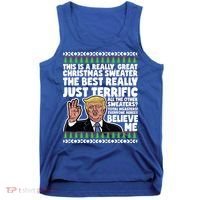 Funny Donald Trump Ugly Christmas Sweater Parody Speech Great Gift Tank Top thumb 0