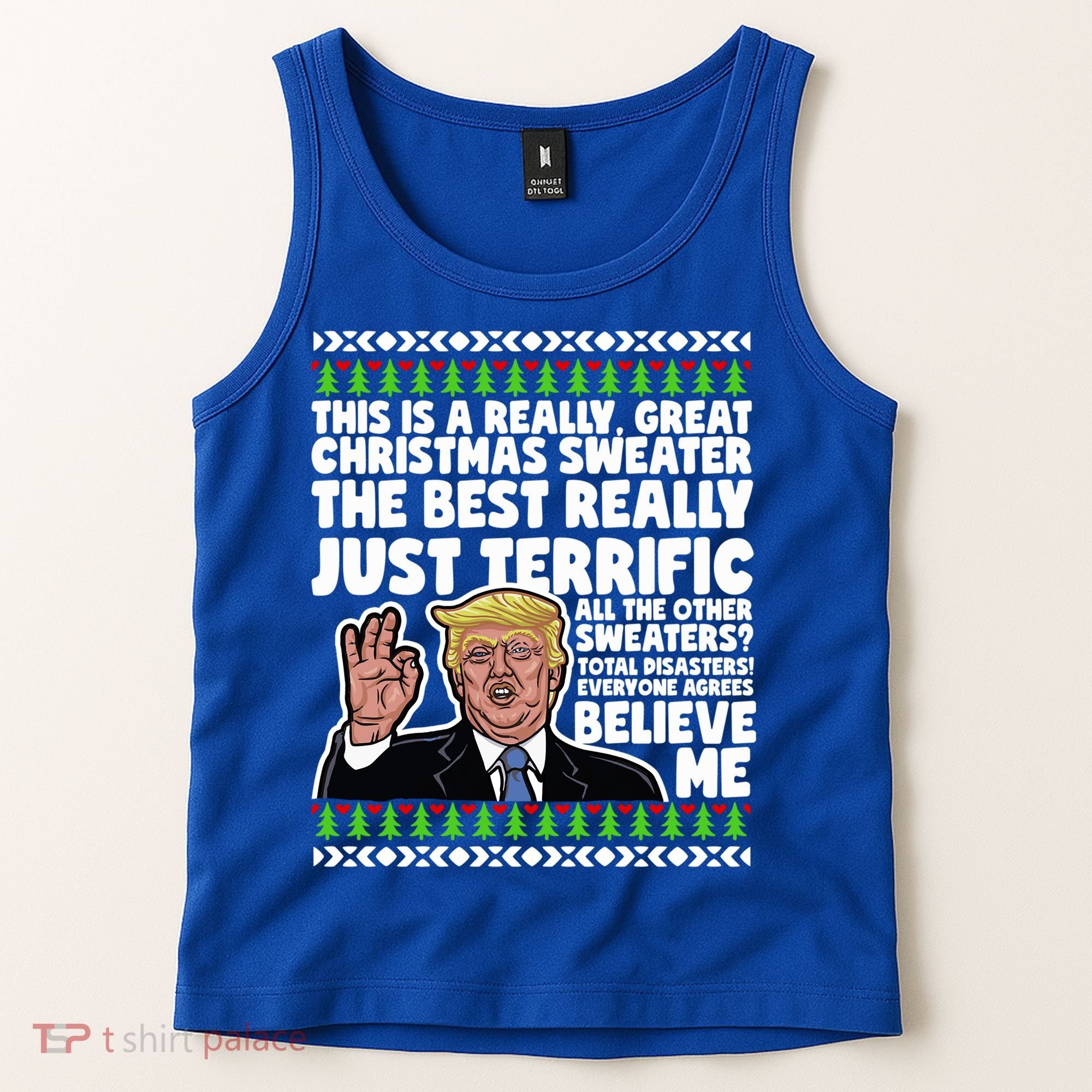 Funny Donald Trump Ugly Christmas Sweater Parody Speech Great Gift Tank Top