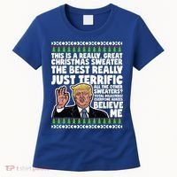 Funny Donald Trump Ugly Christmas Sweater Parody Speech Great Gift Women's T-Shirt thumb 0