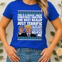 Funny Donald Trump Ugly Christmas Sweater Parody Speech Great Gift Women's T-Shirt thumb 2