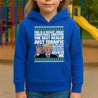 Funny Donald Trump Ugly Christmas Sweater Parody Speech Great Gift Kids Hoodie thumb 3