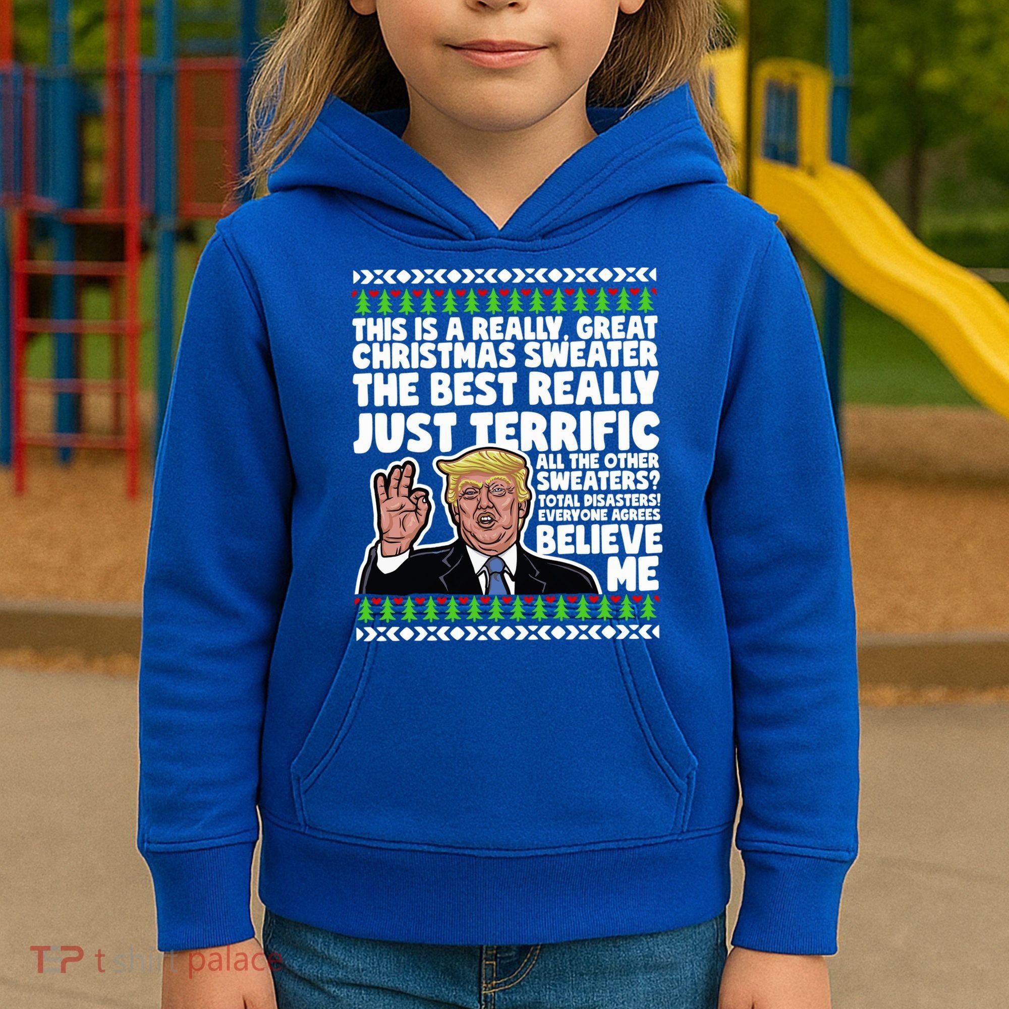 Funny Donald Trump Ugly Christmas Sweater Parody Speech Great Gift Kids Hoodie