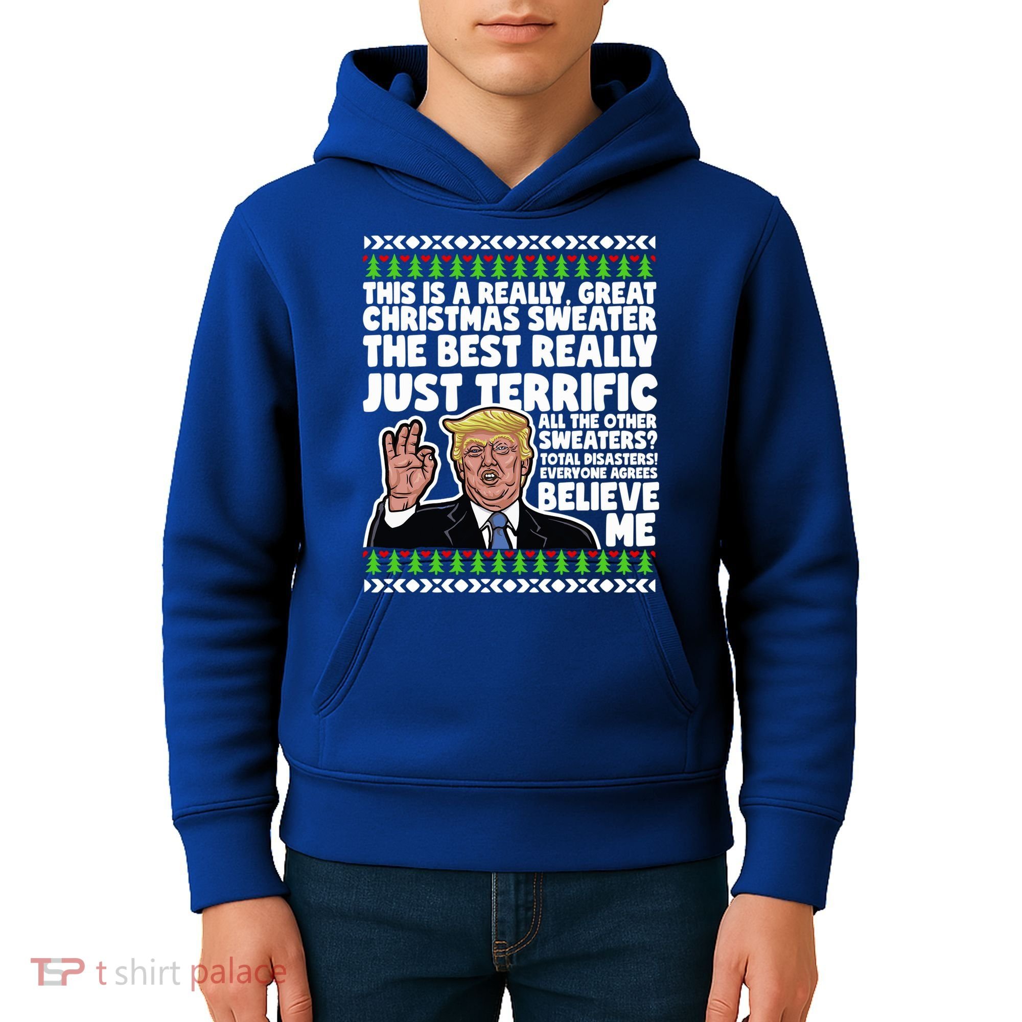 Funny Donald Trump Ugly Christmas Sweater Parody Speech Great Gift Kids Hoodie