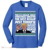 Funny Donald Trump Ugly Christmas Sweater Parody Speech Great Gift Kids Long Sleeve Shirt thumb 0