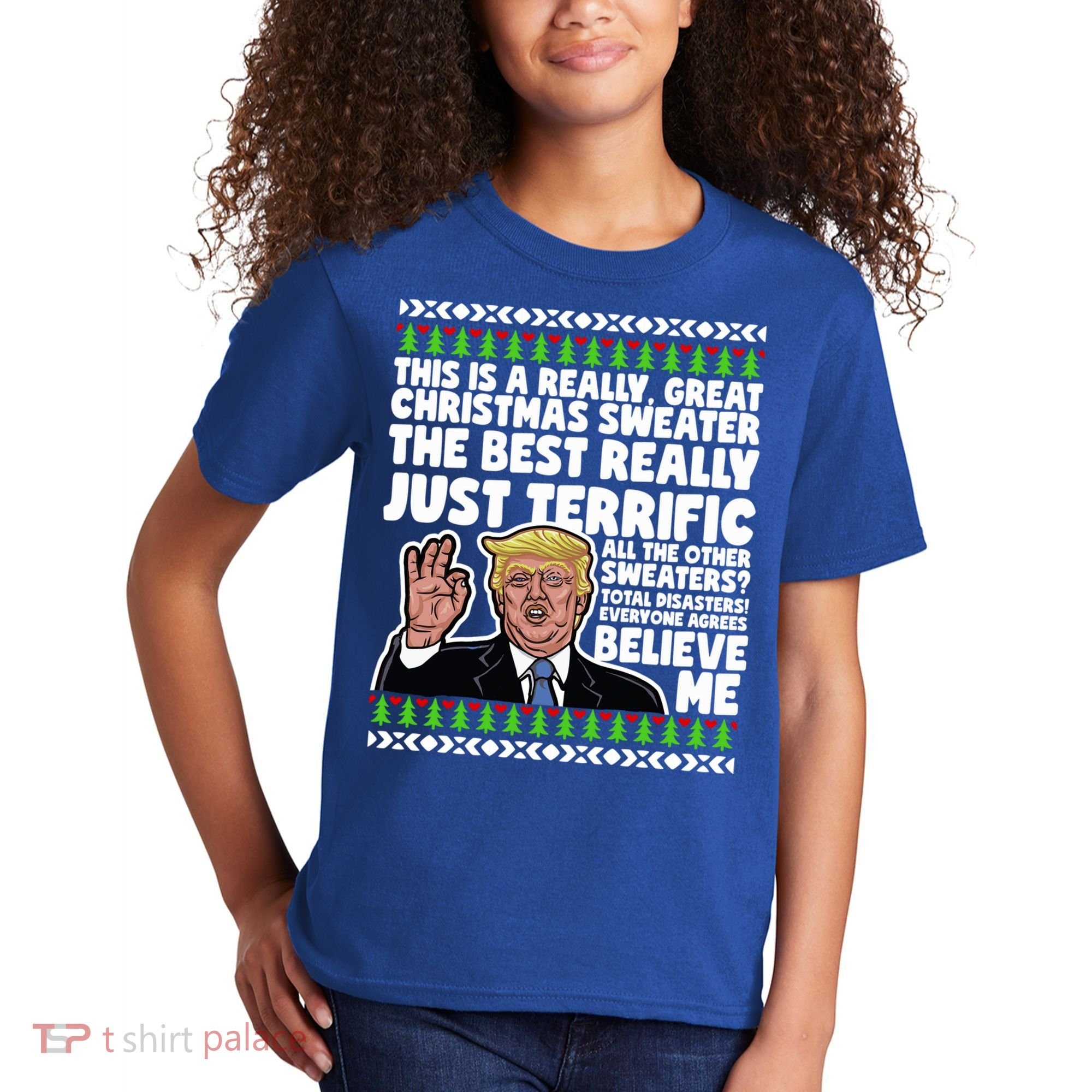 Funny Donald Trump Ugly Christmas Sweater Parody Speech Great Gift Kids T-Shirt