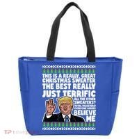 Funny Donald Trump Ugly Christmas Sweater Parody Speech Great Gift Tote Bag thumb 0