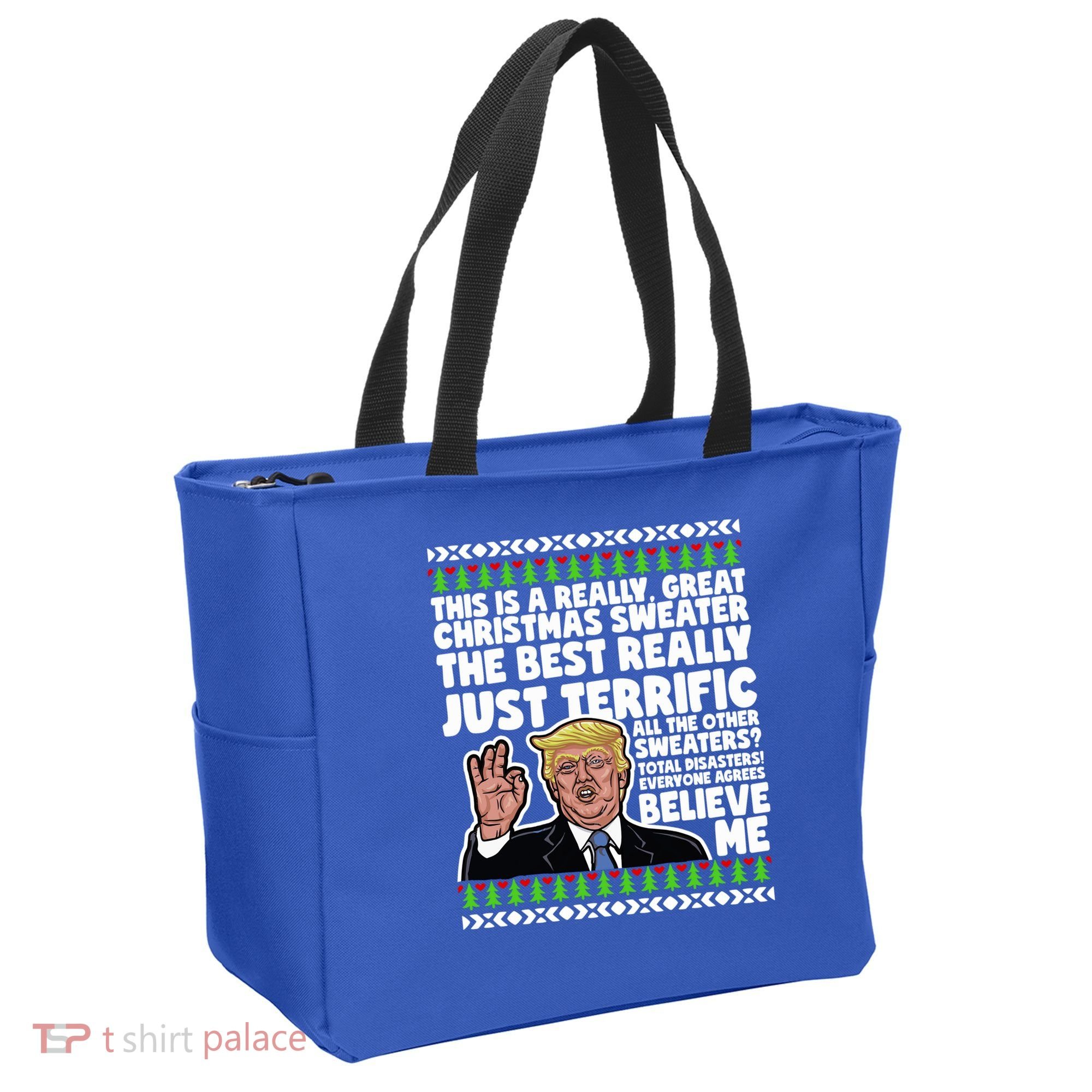 Funny Donald Trump Ugly Christmas Sweater Parody Speech Great Gift Tote Bag