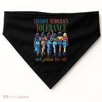 Freedom Democracy Tolerance And Justice For All Hands Off USA-Made Doggie Bandana thumb 0