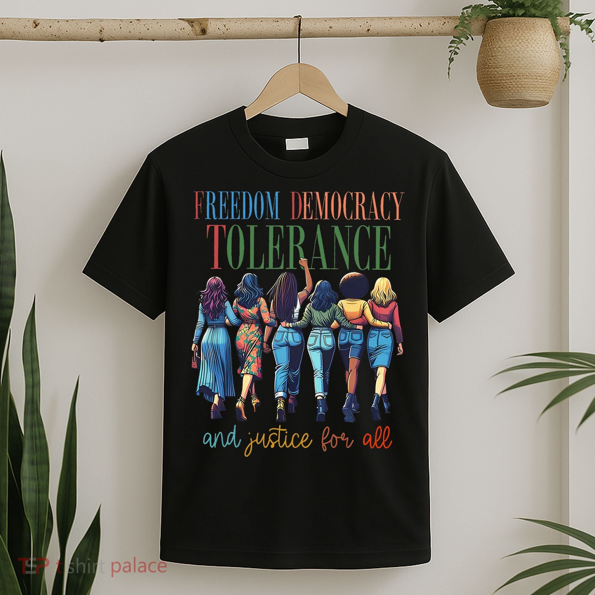 Freedom Democracy Tolerance And Justice For All Hands Off T-Shirt