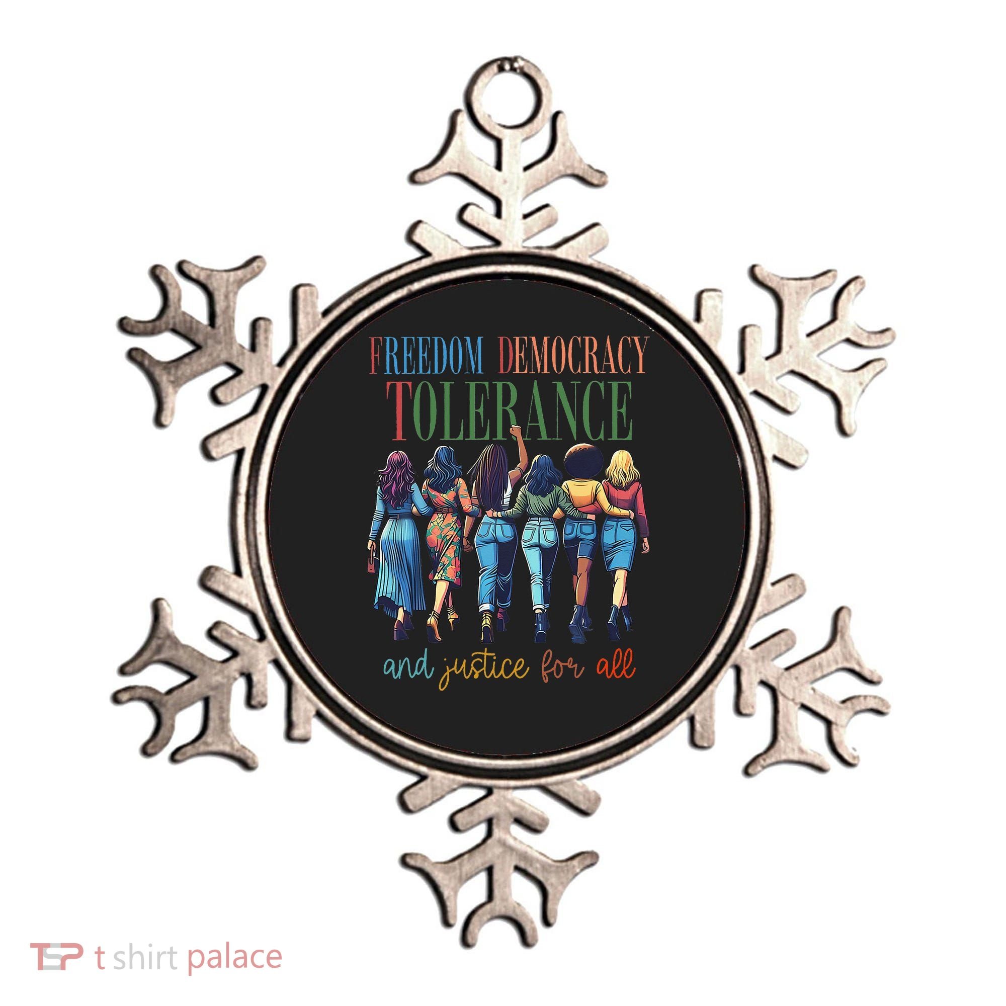 Freedom Democracy Tolerance And Justice For All Hands Off Ornament