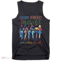 Freedom Democracy Tolerance And Justice For All Hands Off Tank Top thumb 0
